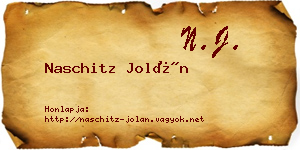 Naschitz Jolán névjegykártya